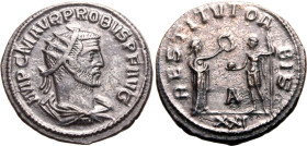 ROMAN EMPIRE. Probus. 
Billon antoninianus, AD 276-282. Antioch. 
Obv: IMP C M AVR PROBVS P F AVG, radiate, draped and cuirassed bust right. Rev: RE...