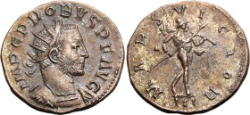 ROMAN EMPIRE. Probus. 
Billon antoninianus, AD 276-282. Lugdunum. 
Obv: IMP C PROBVS P F AVG, radiate and cuirassed bust right. Rev: MARS VICTOR, Ma...