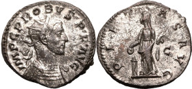 ROMAN EMPIRE. Probus. 
Billon antoninianus, AD 276-282. Lugdunum. 
Obv: IMP C PROBVS P F AVG, radiate and cuirassed bust right. Rev: PIETAS AVG, Pie...