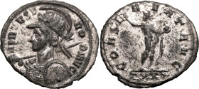 ROMAN EMPIRE. Probus. 
Billon antoninianus, AD 278. Ticinum. 
Obv: VIRTVS PROBI AVG, radiate, helmeted and cuirassed bust left, holding spear and sh...