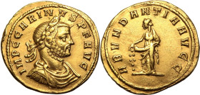ROMAN EMPIRE. Carinus. 
Gold aureus, AD 283-285. Rome. 
Obv: IMP C CARINVS P F AVG, laureate, draped and cuirassed bust right. Rev: ABVNDANTIA AVGG,...