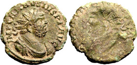 ROMAN EMPIRE. Carausius. 
Bronze antoninianus, AD 286-293. Londinium (London). 
Brockage, Obv: IMP CARAVSIVS P F AVG, radiate, draped and cuirassed ...