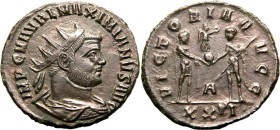 ROMAN EMPIRE. Maximian. 
Billon antoninianus, AD 291. Siscia. 
Obv: IMP C M A VAL MAXIMIANVS AVG, radiate, draped and cuirassed bust right. Rev: VIC...