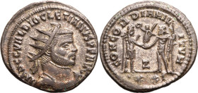 ROMAN EMPIRE. Diocletian. 
Billon antoninianus, AD 293-295. Antioch. 
Obv: IMP C C VAL DIOCLETIANVS P F AVG, radiate, draped, and cuirassed bust rig...