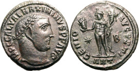 ROMAN EMPIRE. Maximinus II. 
Billon nummus, AD 311-312. Antioch. 
Obv: IMP C GAL VAL MAXIMINVS P F AVG, laureate head right. Rev: GENIO AVGVSTI, Gen...