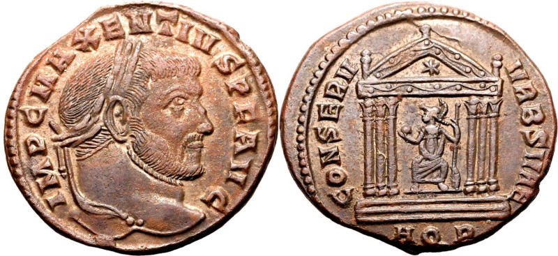 ROMAN EMPIRE. Maxentius. 
Billon nummus, AD 307-310. Aquileia. 
Obv: IMP C MAX...