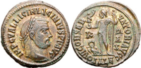 ROMAN EMPIRE. Licinius I. 
Billon nummus, AD 315-316. Alexandria. 
Obv: IMP C VAL LICIN LICINIVS P F AVG, laureate head right. Rev: IOVI CONSERVATOR...