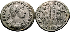 ROMAN EMPIRE. Constantine II (Caesar). 
Billon nummus, AD 334-335. Siscia. 
Obv: CONSTANTINVS IVN NOB C, laureate and cuirassed bust right. Rev: GLO...