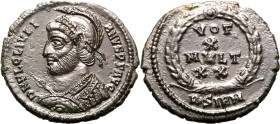 ROMAN EMPIRE. Julian II. 
Billon 20mm, AD 361-363. Sirmium. 
Obv: D N FL CL IVLIANVS P F AVG, helmeted, pearl-diademed and cuirassed bust left, hold...
