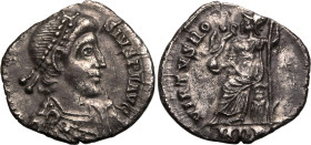 ROMAN EMPIRE. Theodosius I. 
Silver siliqua, AD 378-388. Treveri or Aquileia. 
Obv: D N THEODOSIVS P F AVG, pearl-diademed, draped and cuirassed bus...