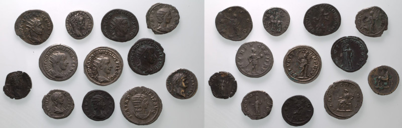 ROMAN EMPIRE. Various Emperors. 
Silver/Billon 12 x ar denarii and antoniniani,...