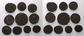 ROMAN EMPIRE. Various Emperors. 
Billon/Bronze 10 x bi/ae denominations, 3rd-4th centuries AD. 
Lot of 10 BI/AE Denominations
About Very Fine-Good ...