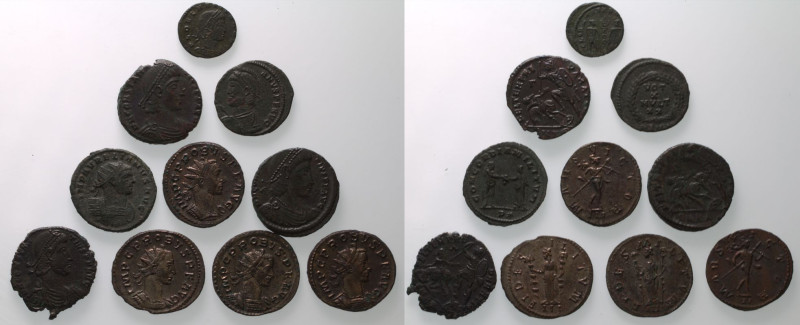 ROMAN EMPIRE. Various Emperors. 
Billon/Bronze 10 x bi/ae denominations, 3rd-4t...