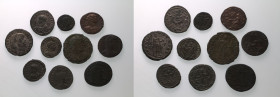 ROMAN EMPIRE. Various Emperors. 
Billon/Bronze 10 x bi/ae denominations, 3rd-4th centuries AD. 
Lot of 10 BI/AE Denominations
About Very Fine-Good ...