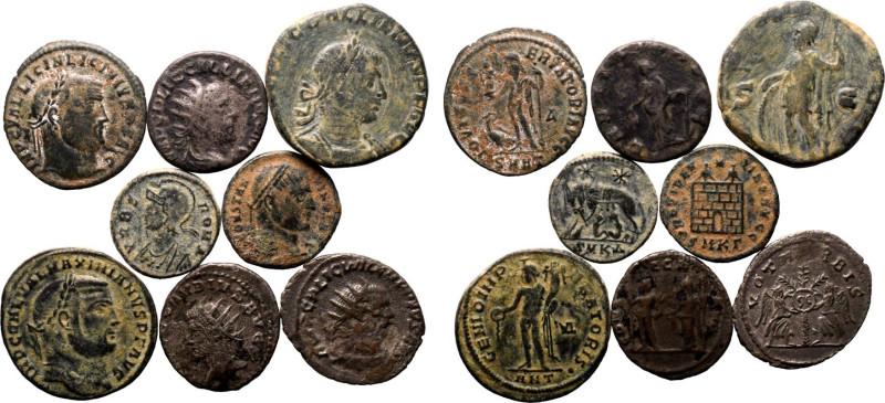 ROMAN EMPIRE. Various Emperors. 
Silver 8 x ar/ae denominations, 3rd-4th centur...