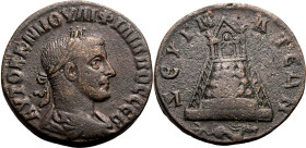 ROMAN PROVINCIAL. COMMAGENE, ZEUGMA. Philip I. 
Bronze ae28, AD 244-249. 
Obv: AVTOK K M IOV&Lambda;I &Phi;&Iota;&Lambda;&Iota;&Pi;&Pi;OC CЄB, laure...
