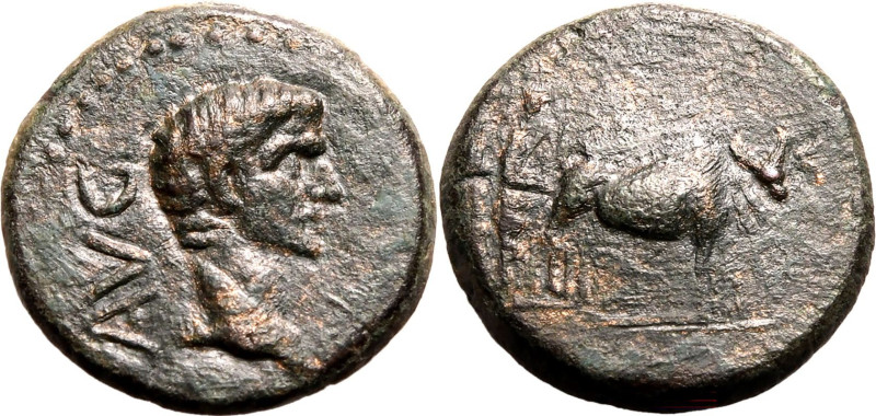 ROMAN PROVINCIAL. MACEDON, PHILIPPI(?). Augustus. 
Bronze ae18, 27 BC - AD 14. ...