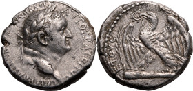 ROMAN PROVINCIAL. SELEUCIS AND PIERIA, ANTIOCH. Vespasian. 
Silver tetradrachm, NHY 2 = AD 69/70. 
Obv: AYTOKPAT&Omega;P KAICAP CEBACTOC OYEC&Pi;ACI...