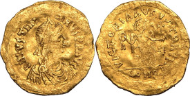 BYZANTINE EMPIRE. Justinian I. 
Gold tremissis, AD 527-565. Constantinople. 
Obv: D N IVSTINIANVS P P AVC, diademed, draped and cuirassed bust right...