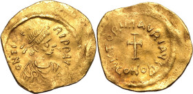 BYZANTINE EMPIRE. Maurice Tiberius. 
Gold tremissis, AD 583-602. Constantinople. 
Obv: D N TIЬЄRI P P AVI, pearl-diademed, draped and cuirassed bust...
