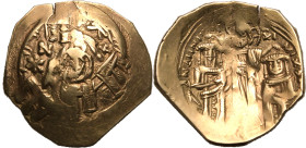 BYZANTINE EMPIRE. Andronicus II Palaeologus. 
Gold hyperpyron, AD 1325-1328. Constantinople. 
Obv: figure of the Virgin Mary within city walls with ...