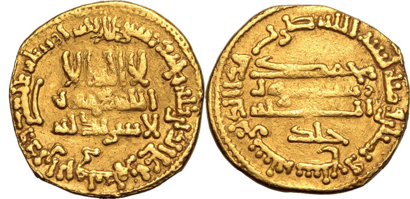 ISLAMIC. ABBASID CALIPHATE. temp. al-Rashid. 
Gold dinar, AH 187. 
Obv: Arabic...