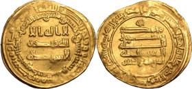 ISLAMIC. ABBASID CALIPHATE. al-Mu&rsquo;tazz. 
Gold dinar, AH 252. Madinat al-Salam. 
Obv: Arabic script. Rev: Arabic script with date.
Good Very F...