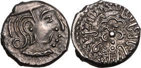 INDIA. GUPTA EMPIRE. Kumara Gupta I. 
Silver drachm, circa 415-450 AD. 
'Western India' type. Obv: draped bust right; date behind. Rev: Garuda emble...