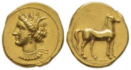 Carthaginians in Italy, Sicily and North Africa.
Stater, Carthago. Circa 350-320. AU 9.34 g. Ref : Jenkins-Lewis group III, 68.
EF
Provenance: Sotheby...