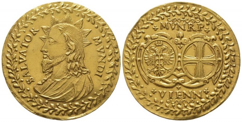 Austria, Leopold I, 1657-1705.
Gold medal in weight of 10 Ducats, Wien, 1654, AU...