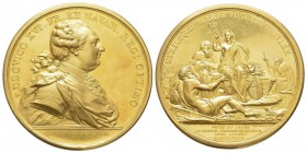 France, Louis XVI, 1774-1792.
Gold medal 1783, AU 358,44 g. 73 mm.
« Beginning of construction of the Canal du Centre », by Benjamin Duvivier. Ref : C...