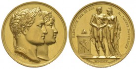 France, Napoleon, Empire 1804-1814. Gold medal commemorating the wedding with Marie-Louise, 1810. AU 28,91 g. 32 mm, by ANDRIEU F./ DENON D.
Ref : Br....
