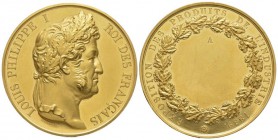 France, Louis Philippe 1830-1848.
Gold medal 1839, AU 129.5 g. 51 mm, by DEPAULIS . F Ref : Collignon -
Almost uncirculated. Hairlines
Provenance:- As...