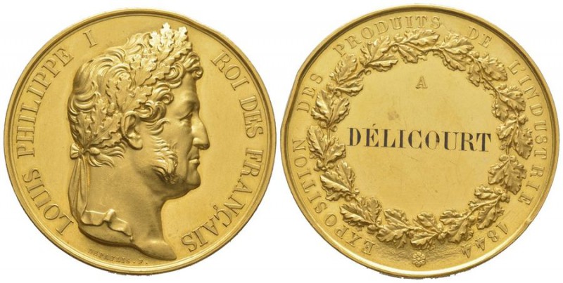 France, Louis Philippe 1830-1848.
Gold medal 1844, AU 144.7 g. 51 mm, by DEPAULI...