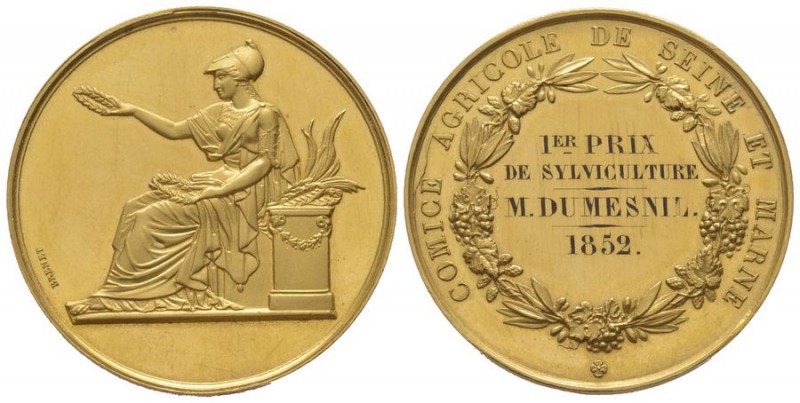 France, Napoléon III 1852-1870.
Gold Medal, 1852, « Comice Agricole de Seine et...