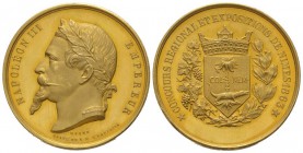 France, Napoléon III 1852-1870.
Gold medal, 1863, AU 27.8 g. 35 mm, by Caque AU