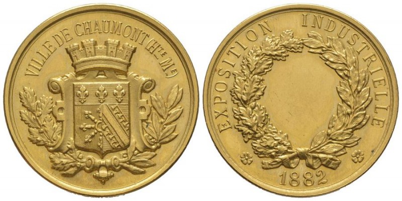 France, Third Republic 1870-1940. Gold medal, 1882, « Ville de Chaumont », AU 25...