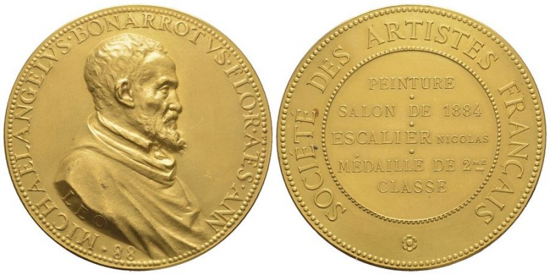 France, Third Republic 1870-1940.
Gold medal, 1884,
« Michaelangelus Bonarrotus ...