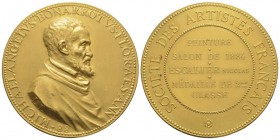 France, Third Republic 1870-1940.
Gold medal, 1884,
« Michaelangelus Bonarrotus », AU 171.91 g. 59 mm.
AU