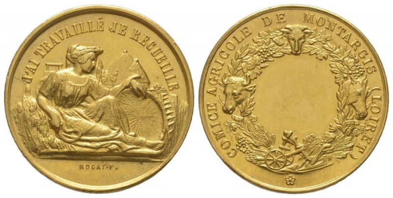 France, Third Republic 1870-1940.
Gold medal, "J'ai travaillé je recueille", AU...