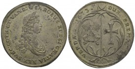 Bremen - Verden,
(under Charles XI King of Sweden, 1660-1697) Riksdaler 1673, AG 29.13 g.
Ref : Dav 6282
AU
