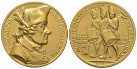 Germany
Gold medal « the 200th birthday of Frederick II the Great of Prussia », 1912, AU 27.27 g. 36 mm
Ref : Kienast 12
UNC
Provenance:Künker, Berlin...
