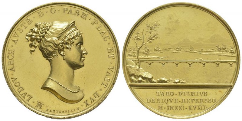 Italy, Parma, Maria Luigia 1815-1847 Gold medal, 1818, by SANTARELLI.F.,
« Const...