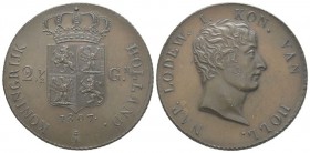 Netherlands, Louis Napoléon, 1806-1810
21⁄2 Gulden 1807, Utrecht, bronze essai, AE 19.14 g. Ref : Schulman -, De Mey - ; VG - ; KM -
AU
Provenance: N...