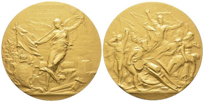Portugal, Gold medal, 1914, « 100th anniversary of the peninsular war » AU 230 g...