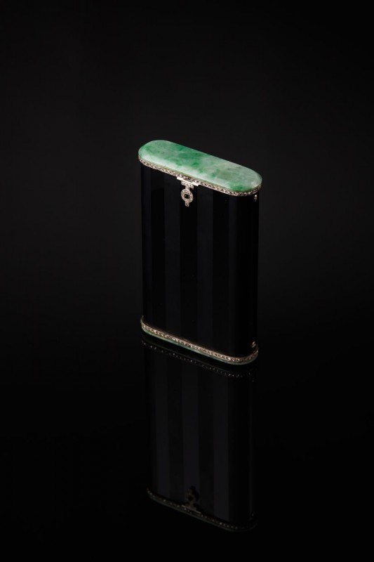 Vintage Jewelled Smoker’s case (for cigarettes or cards) Onyx, jade, diamonds, p...