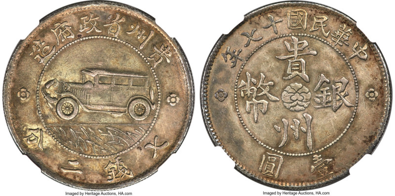 Kweichow. Republic "Auto" Dollar Year 17 (1928) AU Details (Cleaned) NGC, KM-Y42...