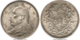 Republic Yuan Shih-kai Dollar Year 3 (1914)-O/O MS61 PCGS, KM-Y329.4, L&M-63C, Kann-648. Yuan not connected. A quite dramatic variety exhibiting clear...