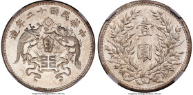 Republic silver Pattern "Dragon & Phoenix" Dollar Year 12 (1923) MS65 NGC, Tientsin mint, KM-Y336.1, L&M-80, Kann-680a, WS-0113, Wenchao-884 (rarity 2...