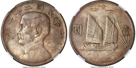 Republic Sun Yat-sen "Birds Over Junk" Dollar Year 21 (1932) MS63+ NGC, Shanghai mint, KM-Y344, L&M-108, Kann-622, WS-0144. An especially pleasing and...